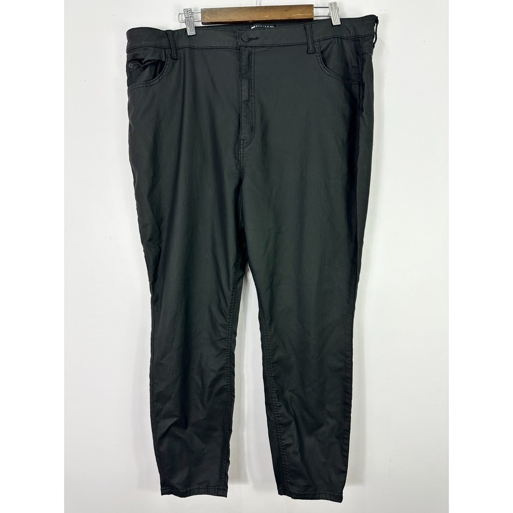 ASOS DESIGN Curve Womens 20 Coated Black Waxed Denim Skinny Pants Edgy Chic